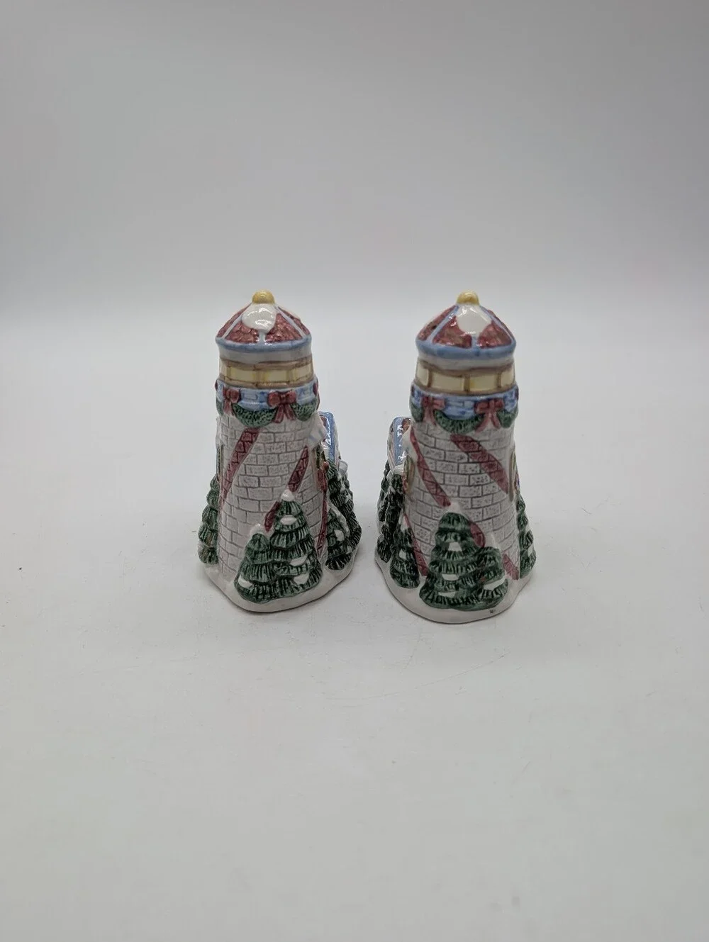 Vintage 1996 YH Christmas Lighthouse Salt & Pepper Shakers Holiday Set